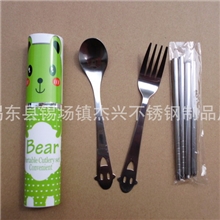 大号中国风餐具三件套/环保餐具套装/礼品便携餐具