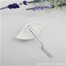 批发不锈钢餐具叉子水果叉月饼叉两齿叉小叉蛋糕叉12*1cm