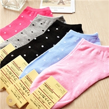 7562小圆点棉质短袜子糖果色女士袜短筒运动袜