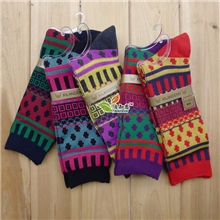 韩国袜子日系粗针女袜复古纯棉圆点民族袜全棉高帮中筒袜批发