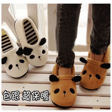 批发出口韩国萌死人条纹熊猫拖鞋家居鞋还有尾巴哦情侣款女生礼品