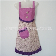 带双扣花边围裙/厂家直销韩式桃皮绒围裙/多色可选