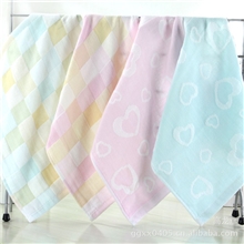 外贸批发全棉双面纱布小毛巾双层纱布色织格子方巾儿童手帕