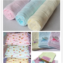 纯棉双层无捻格布素色卡巾婴幼儿口水巾枕巾童被卡巾系列