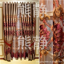 高档贴布绣花窗帘绣花窗帘绣花窗纱窗帘批发零售布艺