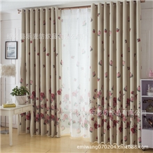 绍兴厂家直销窗帘布高档田园印花遮光布窗帘布料批发零剪新品