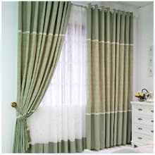 美式地中海风格田园窗帘布绿格子布，绿叶子布布艺批发厂家直销