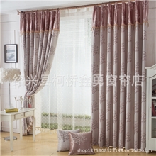 绍兴柯桥阳离子提花遮光布窗帘布艺成品批发零剪