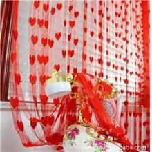 供应线帘线帘厂家浪漫心形线帘装饰门帘线帘玫红专业做线帘
