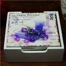 厂家直销时尚家居熏衣草图案原木宜家杯垫套装环保隔热垫碗垫