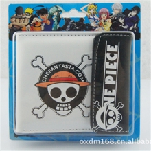 骷髅钱包动漫海贼钱包海贼王骷髅两折钱包白色简约