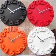创意三维立体数字挂钟4色混装3D数字家居钟表639