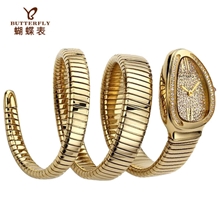 供应【正品蝴蝶手表】2013时尚升级版新款满天星蛇形手表