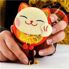 工厂直销招财猫和风布艺化妆镜子婚庆礼品/单猫手柄镜a0651