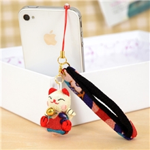 厂家直销批发超精致工艺招财猫手机链挂件/坐猫手机防尘塞G002