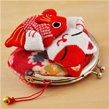 和风绉布招财猫小商品市场专供/八宝不带底零钱包ZB007