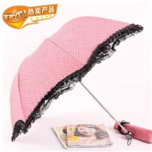 厂家直销伞黑色蕾丝花边防紫外线遮阳伞创意三折雨伞批发定做