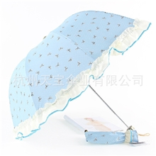 厂家直销防紫外线伞韩版拱形折叠雨伞可爱公主花边太阳伞535
