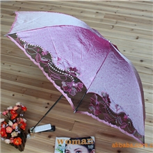 伞之天堂布尔享7257幽兰怡香绸缎强防紫外线伞折叠钢骨睛雨伞