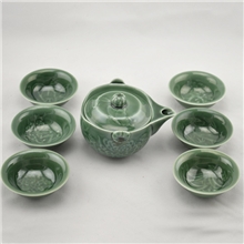 牡丹浮雕活瓷整套功夫茶具7头高档茶具套装精美礼品批发
