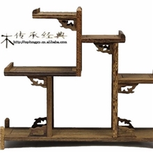 红木鸡翅木斜三步博古架多宝架茶壶架家居装饰节日礼品批发