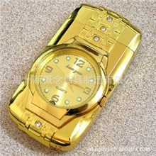 超炫全金属手表打火机-石英表+防风创意打火机金银两色