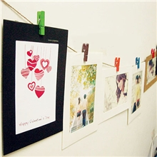 厂家直销创意悬挂卡纸相框七彩10张带麻绳夹子艺术相片墙批发