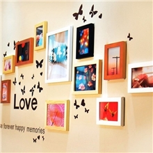 蝴蝶飞飞款12框实木照片墙，大气典雅DIY厂家直销