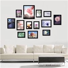 相框墙实木相框时尚照片墙照片墙13框组合组合相框花辞树