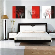 发财树幸福树现代客厅卧室装饰画三联无框画挂画抽象