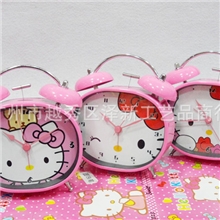 厂家直供新款kitty猫打铃钟4.4寸椭圆打铃闹钟hellokitty闹钟