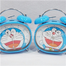 厂家直供4.4寸椭圆金属打铃闹钟叮当猫闹钟哆啦a梦打铃闹钟