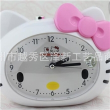 卡通语音闹钟KT猫闹钟带夜灯超静音闹钟hellokitty语音闹钟