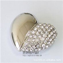 半钻心形水晶珠宝U盘可定制LOGO结婚送礼最佳U盘情人节日赠品