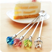 【伙拼】创意钻石头不锈钢餐具勺子叉子搅拌棒一盒2支装