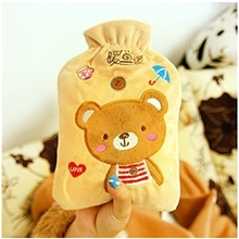 热水袋批发卡通刺绣充水热水袋绒面PVC塑料暖手袋平面保暖袋