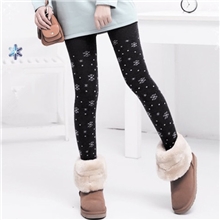 冬新品羊驼绒踩脚打底裤半脚掌带跟秋裤雪花提花拉绒裤保暖裤