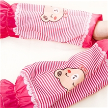 SX010秋冬新款可爱熊袖套条纹防污防水超长款套袖批发