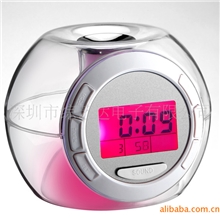 七彩钟七彩万年历时计透自然声万年历七彩万年历时钟透明七