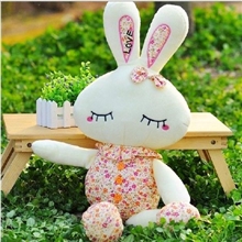 批发韩版兔美人眯眼兔小碎花胭脂LOVE兔毛绒玩具生日礼物兔兔