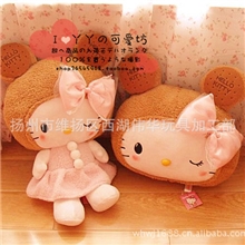 变身可爱饼干helloKitty猫公仔蕾丝蝴蝶结靠垫/抱枕特价