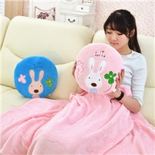 厂家批发：砂糖兔珊瑚绒空调毯空调被抱枕两用