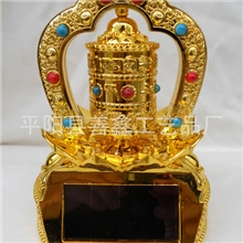 (厂家批发)全钻,莲花底座太阳能转经轮转经筒,汽车载饰摆件,加重