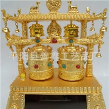 福运四筒车载,太阳能电池,转经轮转经筒合金,车饰,摆件,密宗