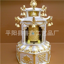 金银吉祥八宝亭,太阳能电池，双筒合金,转经轮，转经筒，车饰摆件