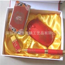 中国红红瓷实用套装随身便携万能充u盘签字笔创意礼品批发定制
