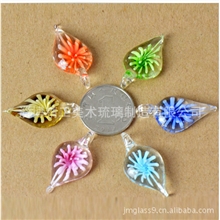 直供高档琉璃工艺品/吊坠彩色琉璃花瓣心型项坠小礼品/