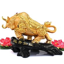 运势如虹树脂工艺品镀金牛气冲天金牛摆件开业商务礼品节日送礼