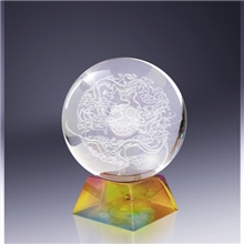 水晶球琉璃底座可定制会议礼品旋转风云