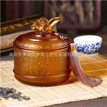 琉璃厂家百福茶叶罐百福琉璃茶叶罐工艺品琉璃批发商务礼品